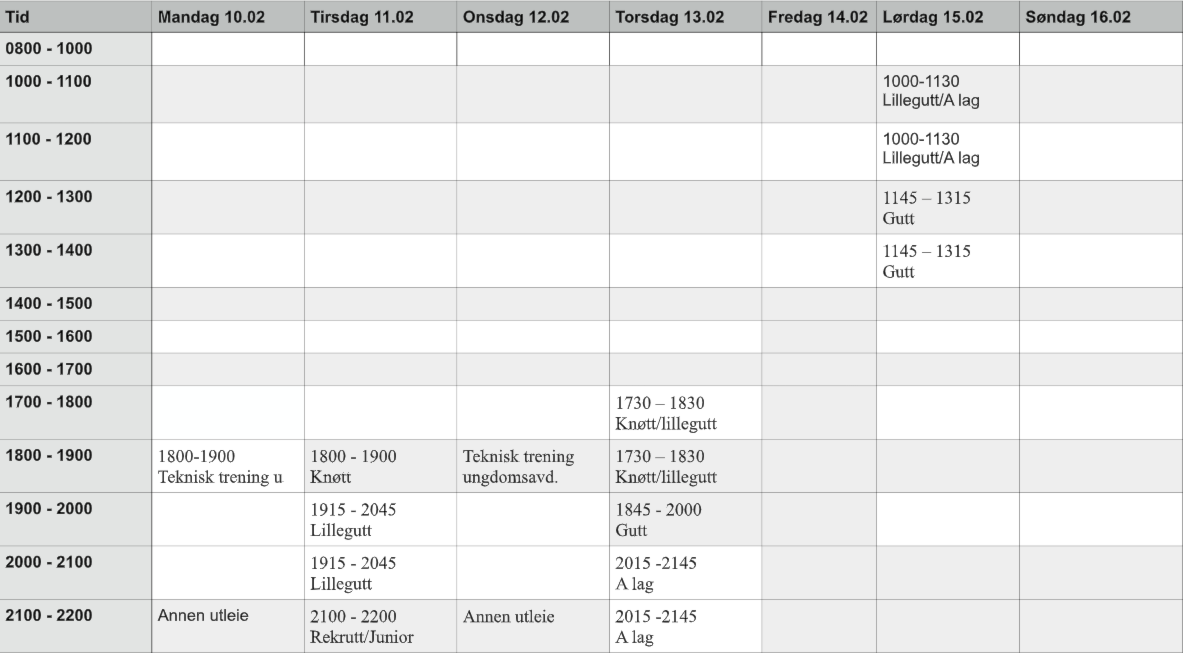 Ukeplan for uke 7